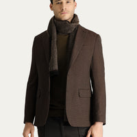 Dark Brown 6 Drop Regular Fit Classic Wool Patterned Jacket