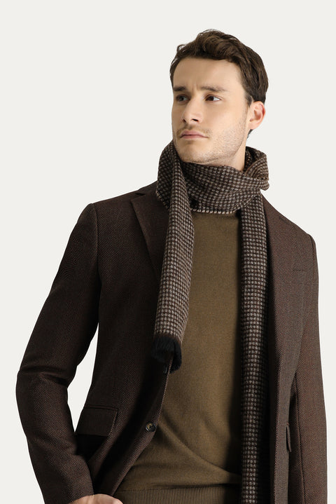 Dark Brown 6 Drop Regular Fit Classic Wool Patterned Jacket