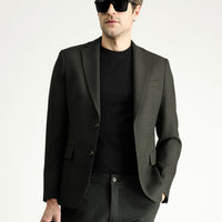 Dark Khaki 6 Drop Regular Fit Classic Wool Patterned Jacket