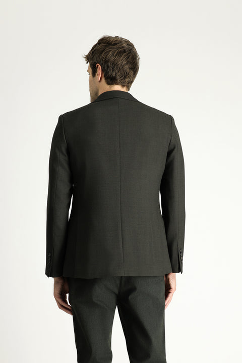 Dark Khaki 6 Drop Regular Fit Classic Wool Patterned Jacket