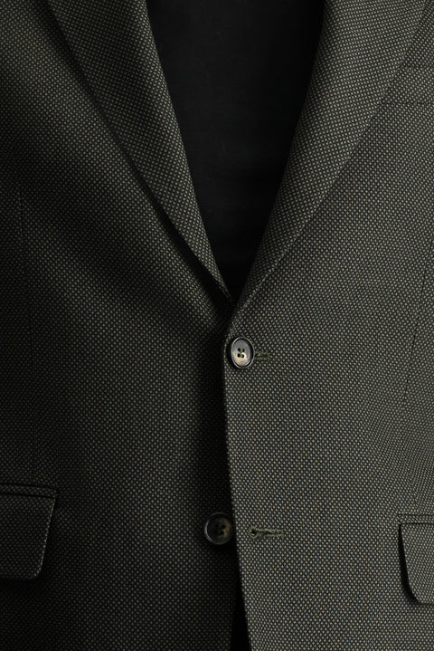 Dark Khaki 6 Drop Regular Fit Classic Wool Patterned Jacket
