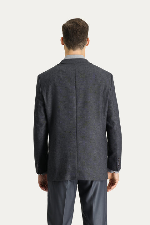 Dark Navy 4-Drop Relaxed Fit Classic Patterned Jacket