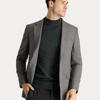 Dark Brown 4 Drop Relaxed Fit Classic Patterned Jacket