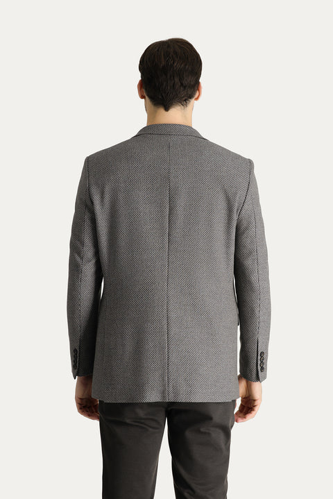 Dark Brown 4 Drop Relaxed Fit Classic Patterned Jacket