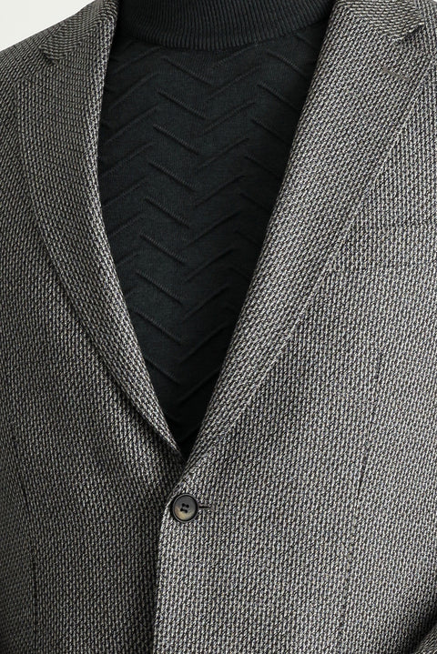 Dark Brown 4 Drop Relaxed Fit Classic Patterned Jacket