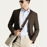 Dark Brown 7 Drop Super Slim Fit Extra Narrow Cut Classic Patterned Jacket