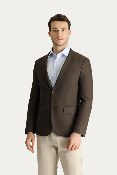 Dark Brown 7 Drop Super Slim Fit Extra Narrow Cut Classic Patterned Jacket