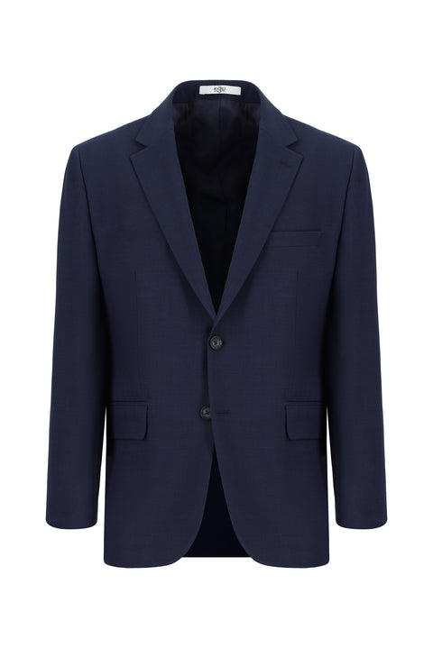 Dark Navy 7 Drop Slim Fit Narrow Cut Wool Classic Patterned Jacket