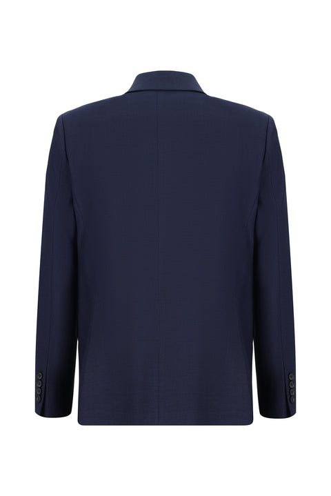 Dark Navy 7 Drop Slim Fit Narrow Cut Wool Classic Patterned Jacket