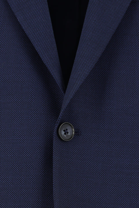 Dark Navy 7 Drop Slim Fit Narrow Cut Wool Classic Patterned Jacket