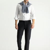 Dark Smoke Regular Fit Standard Cut Patterned Lycra Canvas / Chino Trousers