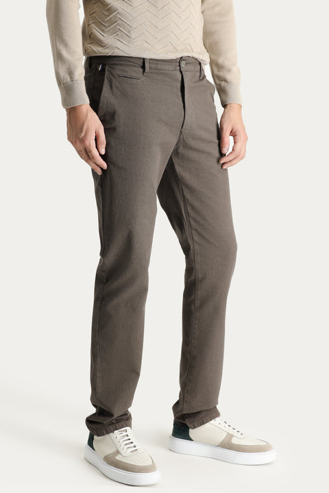 Dark Mink Slim Fit Stretch Canvas / Chino Trousers