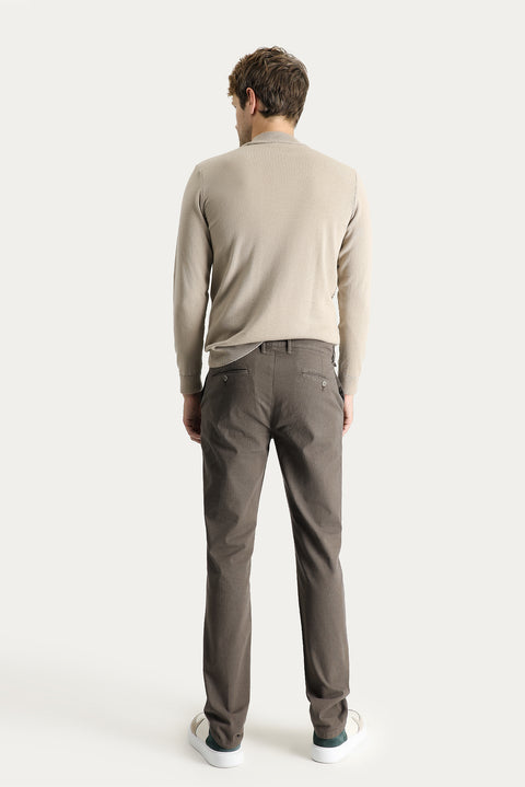 Dark Mink Slim Fit Stretch Canvas / Chino Trousers