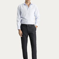 Dark Anthracite Regular Fit Standard Cut Patterned Elastic Waist Stretchy Canvas / Chino Trousers
