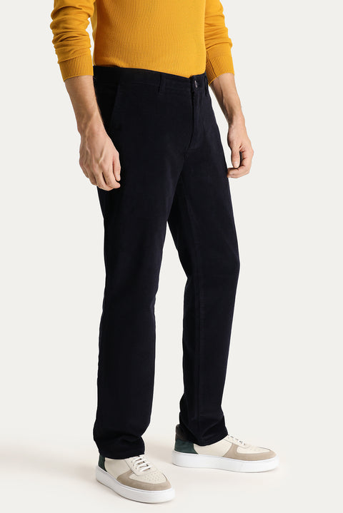 Dark Navy Relaxed Fit Stretchy Corduroy Trousers