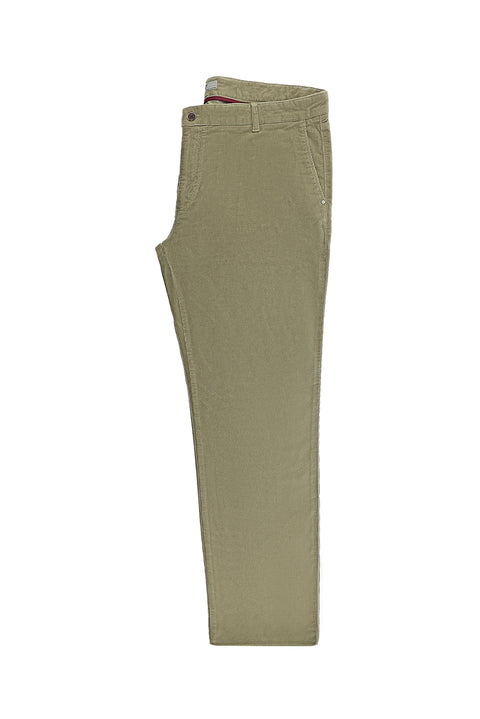 Light Beige Regular Fit Standard Cut Lycra Velvet Trousers