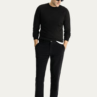 Black Regular Fit Standard Cut Lycra Velvet Trousers
