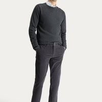 Dark Anthracite Regular Fit Standard Cut Lycra Velvet Trousers