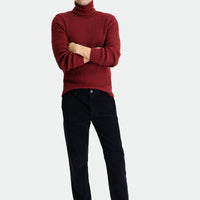 Dark Navy Regular Fit Standard Cut Lycra Corduroy Trousers