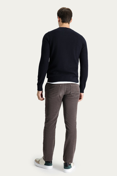 Medium Mink Regular Fit Standard Cut Lycra Velvet Trousers