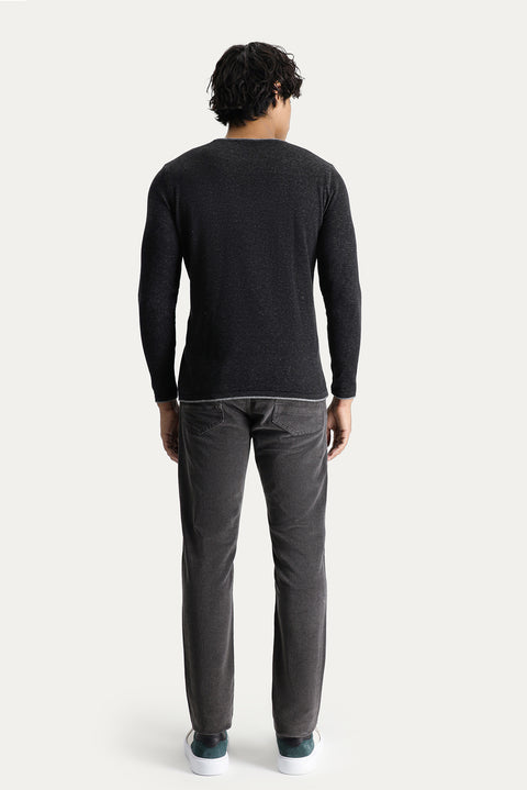 Orta Füme Slim Fit Dar Kesim Likralı Kadife Pantolon