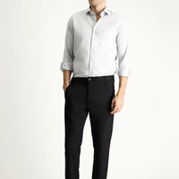 Black Slim Fit Elasticated Waist Lycra Canvas / Chino Trousers
