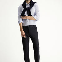 Dark Navy Blue Slim Fit Elasticated Waist Stretchy Canvas / Chino Trousers