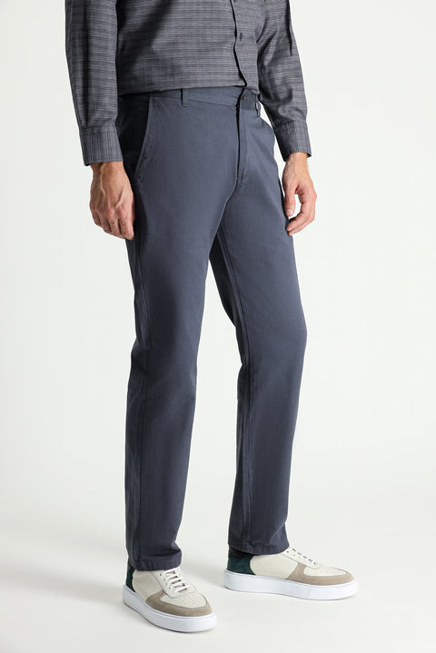 Dark Anthracite Regular Fit Standard Cut Cotton Canvas / Chino Trousers