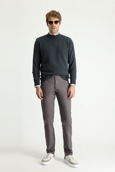 Medium Mink Regular Fit Standard Cut Cotton Canvas / Chino Trousers