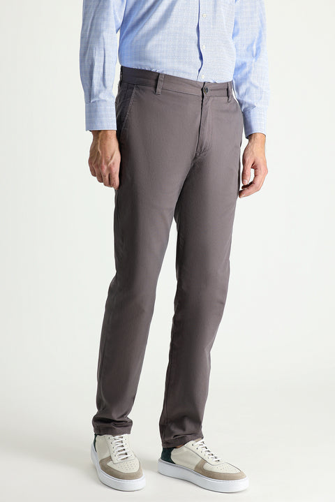 Medium Mink Regular Fit Standard Cut Cotton Canvas / Chino Trousers