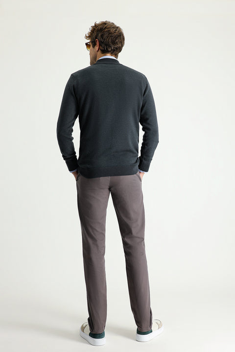 Medium Mink Regular Fit Standard Cut Cotton Canvas / Chino Trousers