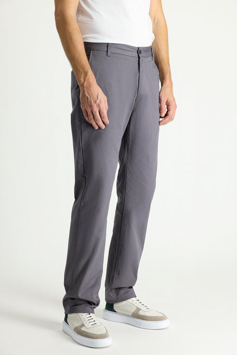 Dark Mink Regular Fit Standard Cut Cotton Canvas / Chino Trousers