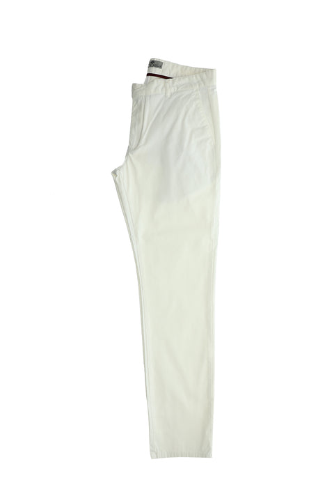 White Regular Fit Standard Cut Lycra Canvas / Chino Trousers