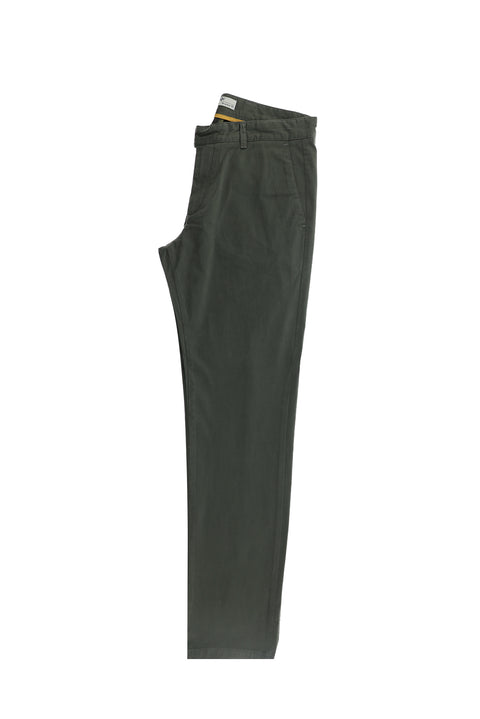 Dark Green Regular Fit Standard Cut Lycra Canvas / Chino Trousers