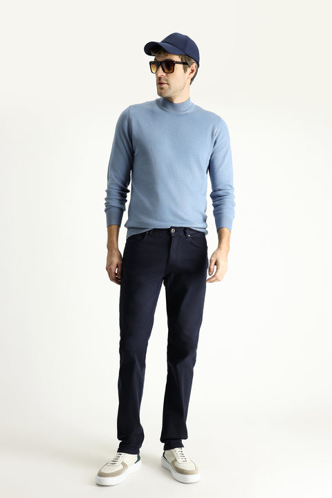 Dark Navy Blue Slim Fit Stretch Canvas / Chino Trousers