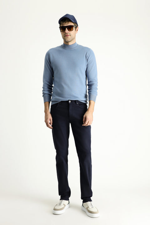 Dark Navy Blue Slim Fit Stretch Canvas / Chino Trousers