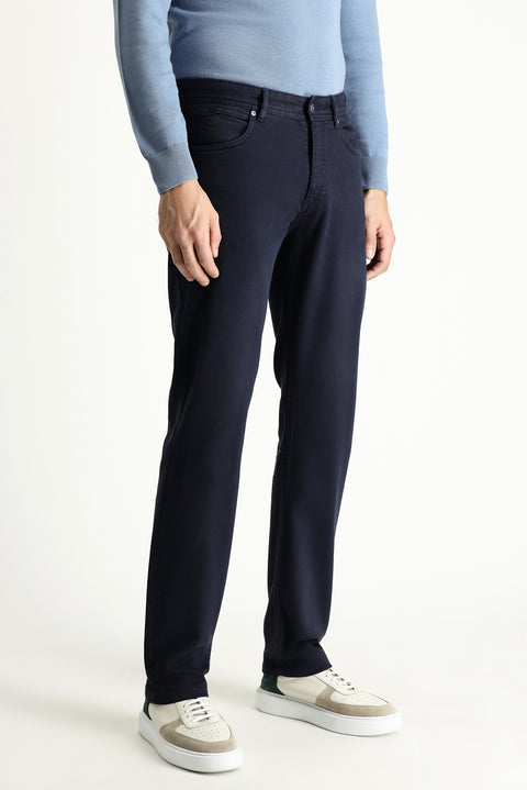 Dark Navy Blue Slim Fit Stretch Canvas / Chino Trousers