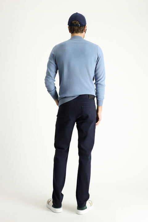 Dark Navy Blue Slim Fit Stretch Canvas / Chino Trousers