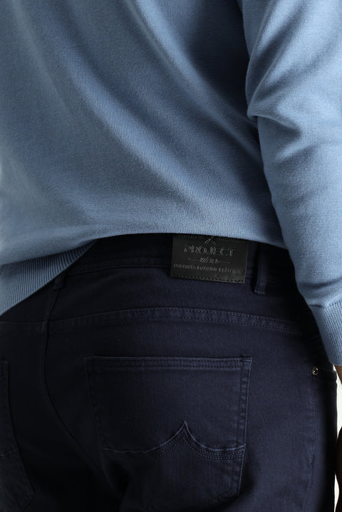 Dark Navy Blue Slim Fit Stretch Canvas / Chino Trousers