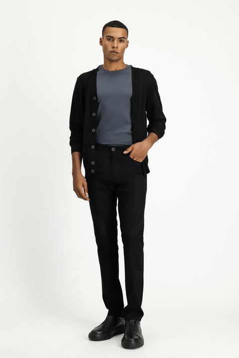 Black Slim Fit Stretchy Canvas / Chino Trousers