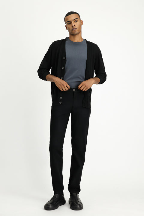 Black Slim Fit Stretchy Canvas / Chino Trousers