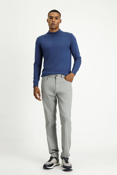 Light Grey Slim Fit Stretch Canvas / Chino Trousers