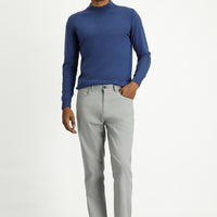 Light Grey Regular Fit Standard Cut Lycra Canvas / Chino Trousers