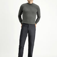 Mid Smoke Regular Fit Standard Cut Lycra Canvas / Chino Trousers