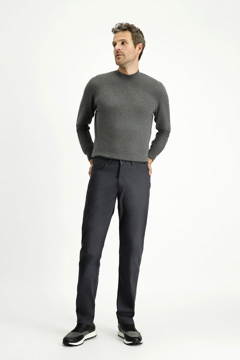Mid Smoke Regular Fit Standard Cut Lycra Canvas / Chino Trousers