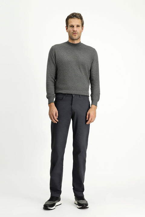 Mid Smoke Regular Fit Standard Cut Lycra Canvas / Chino Trousers