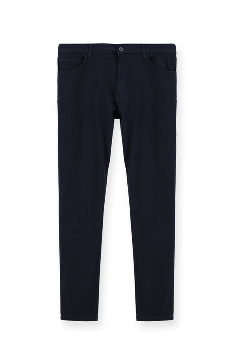 Mid-Navy Slim Fit Stretch Canvas / Chino Trousers