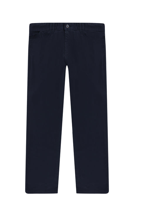 Dark Navy Regular Fit Standard Cut Lycra Canvas / Chino Trousers