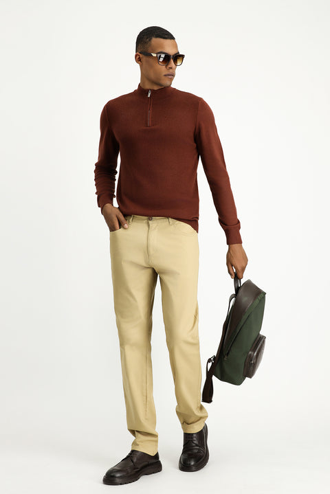 Açık Bej Regular Fit Standart Kesim Likralı Kanvas / Chino Pantolon