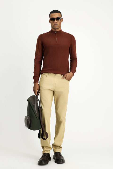 Açık Bej Regular Fit Standart Kesim Likralı Kanvas / Chino Pantolon